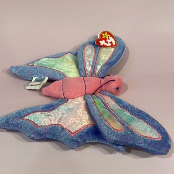 Vintage Ty Beanie Baby Flitter the Pink & Purple Butterfly 1999 EUC NWT 8” long - Picture 4 of 9